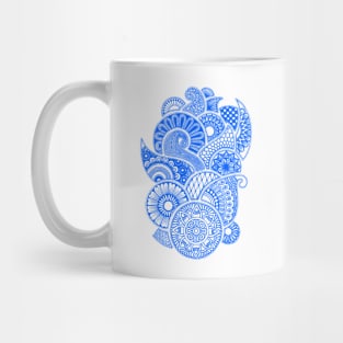 Abstract Mandala design (dark blue on white) Mug